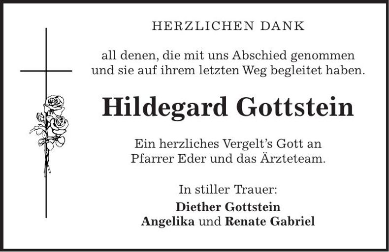 Traueranzeige Hildegard Gottstein