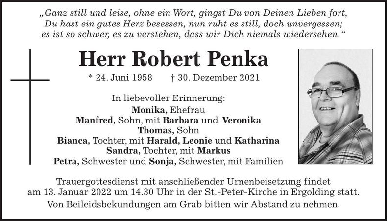 Traueranzeige Robert Penka