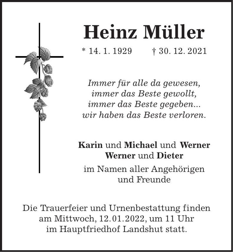 Traueranzeige Heinz Müller