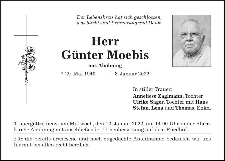 Traueranzeige Günter Moebis