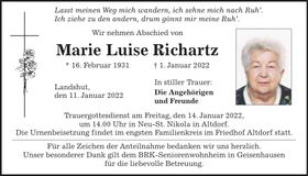 Traueranzeige Marie-Luise Richartz