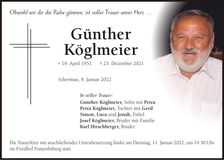 Traueranzeige Günther Köglmeier