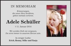 Traueranzeige Adele Schüller