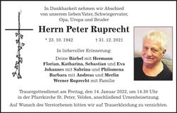Traueranzeige Peter Ruprecht