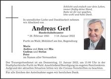 Traueranzeige Andreas Gerl