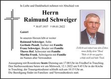 Traueranzeige Raimund Schweiger