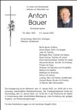 Traueranzeige Anton Bauer