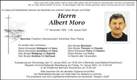 Traueranzeige Albert Moro