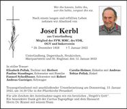 Traueranzeige Josef Kerbl