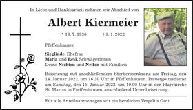 Traueranzeige Albert Kiermeier