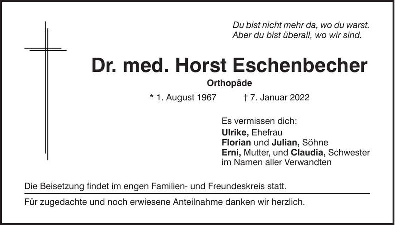 Traueranzeige .. Eschenbecher