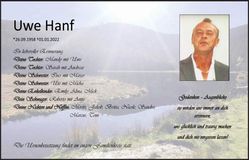 Traueranzeige Uwe Hanf