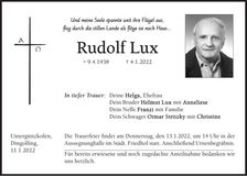 Traueranzeige Rudolf Lux