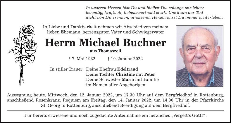 Traueranzeige Michael Buchner