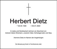 Traueranzeige Herbert Dietz