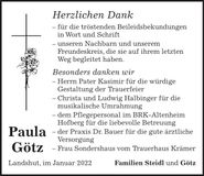Traueranzeige Paula Götz