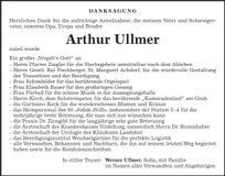 Traueranzeige Arthur Ullmer