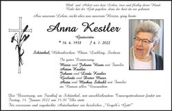 Traueranzeige Anna Kestler