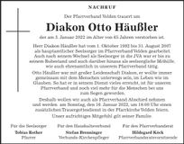 Traueranzeige Otto Häußler