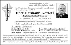 Traueranzeige Hermann Kötterl