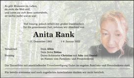 Traueranzeige Anita Rank