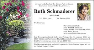 Traueranzeige Ruth Schmaderer