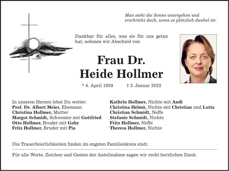 Traueranzeige Heide Hollmer
