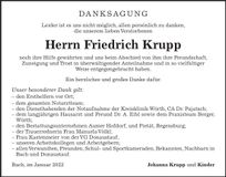 Traueranzeige Fritz Krupp