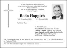 Traueranzeige Bodo Happich