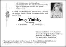 Traueranzeige Jessy Vinicky