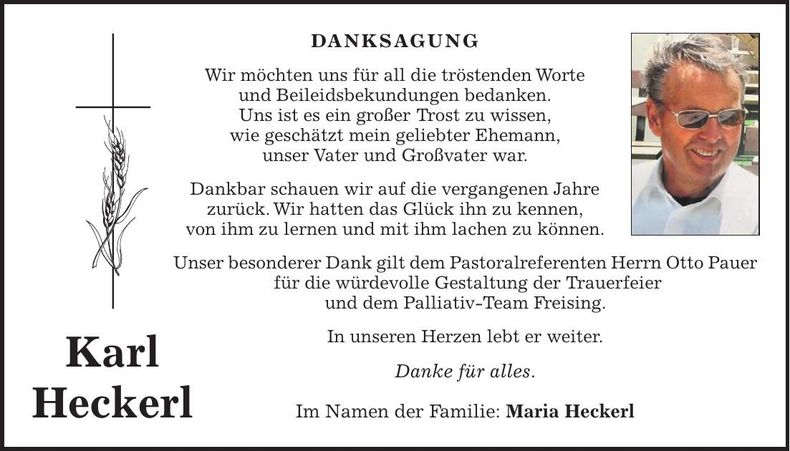 Traueranzeige Karl Heckerl
