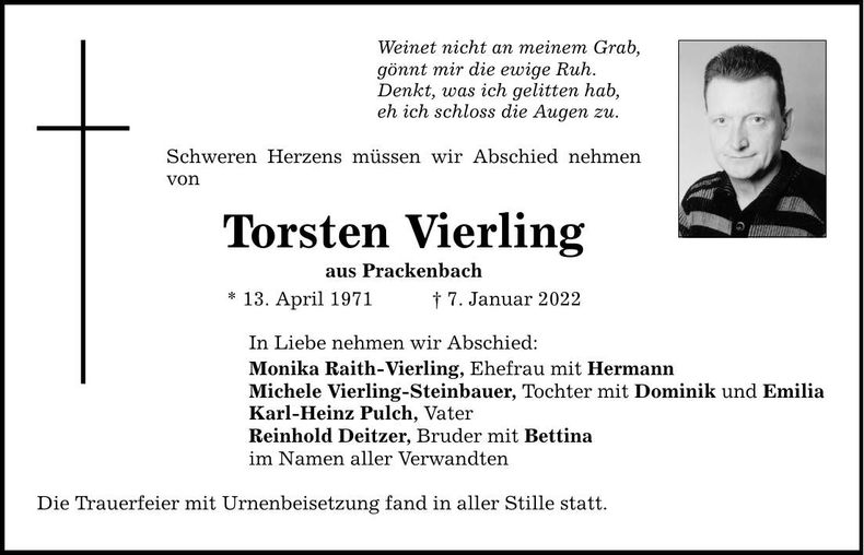 Traueranzeige Torsten Vierling