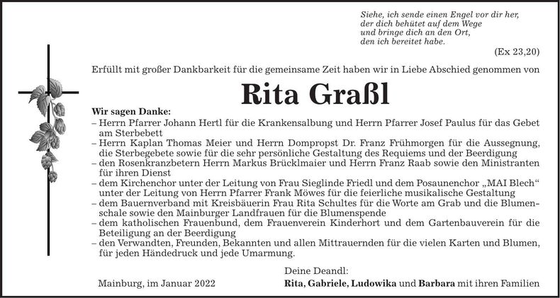 Traueranzeige Rita Graßl