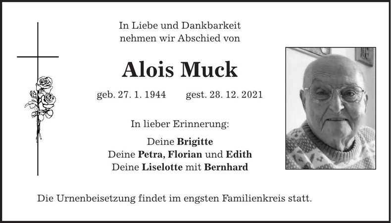 Traueranzeige Alois Muck