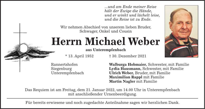 Traueranzeige Michael Weber
