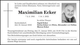 Traueranzeige Maximilian Ecker