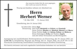 Traueranzeige Herbert Werner
