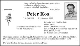 Traueranzeige Peter Kos