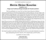Traueranzeige Heinz Kourim Heinz Kourim