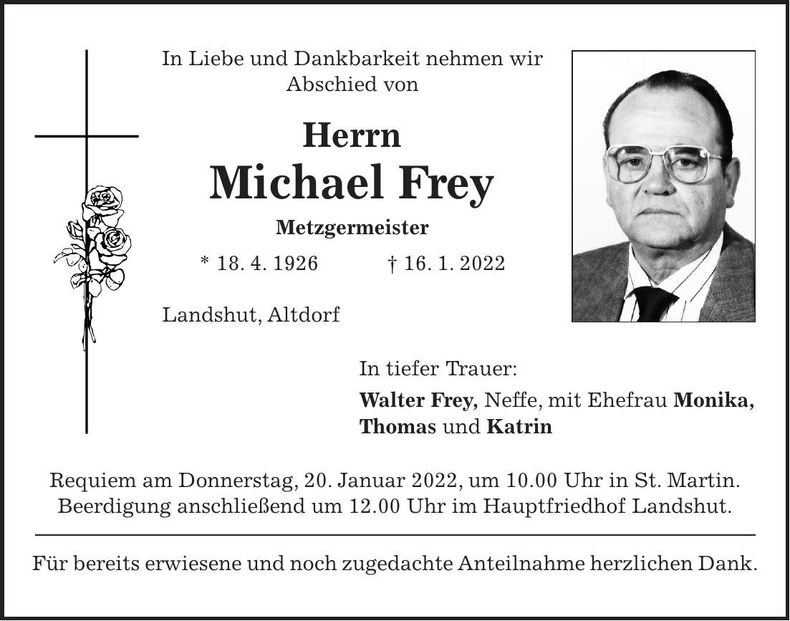 Traueranzeige Michael Frey