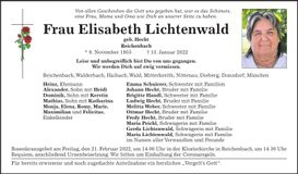 Traueranzeige Elisabeth Lichtenwald