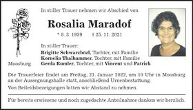 Traueranzeige Rosalia Maradof