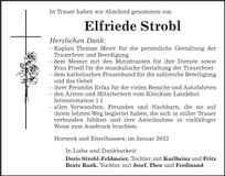 Traueranzeige Elfriede Strobl