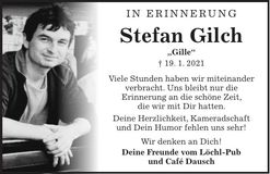 Traueranzeige Stefan Gilch