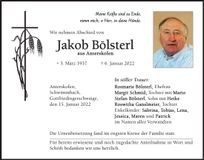 Traueranzeige Jakob Bölsterl