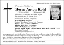 Traueranzeige Anton Kohl