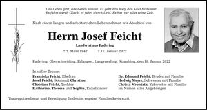 Traueranzeige Josef Feicht