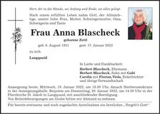 Traueranzeige Anna Blascheck