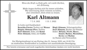 Traueranzeige Karl Altmann