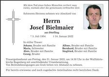 Traueranzeige Josef Bielmaier